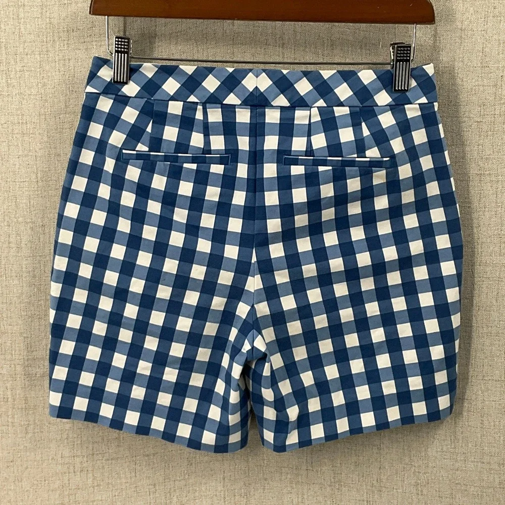 Boden Gingham Shorts Womens 4 Blue Classic Preppy Coastal Tailored Nautical